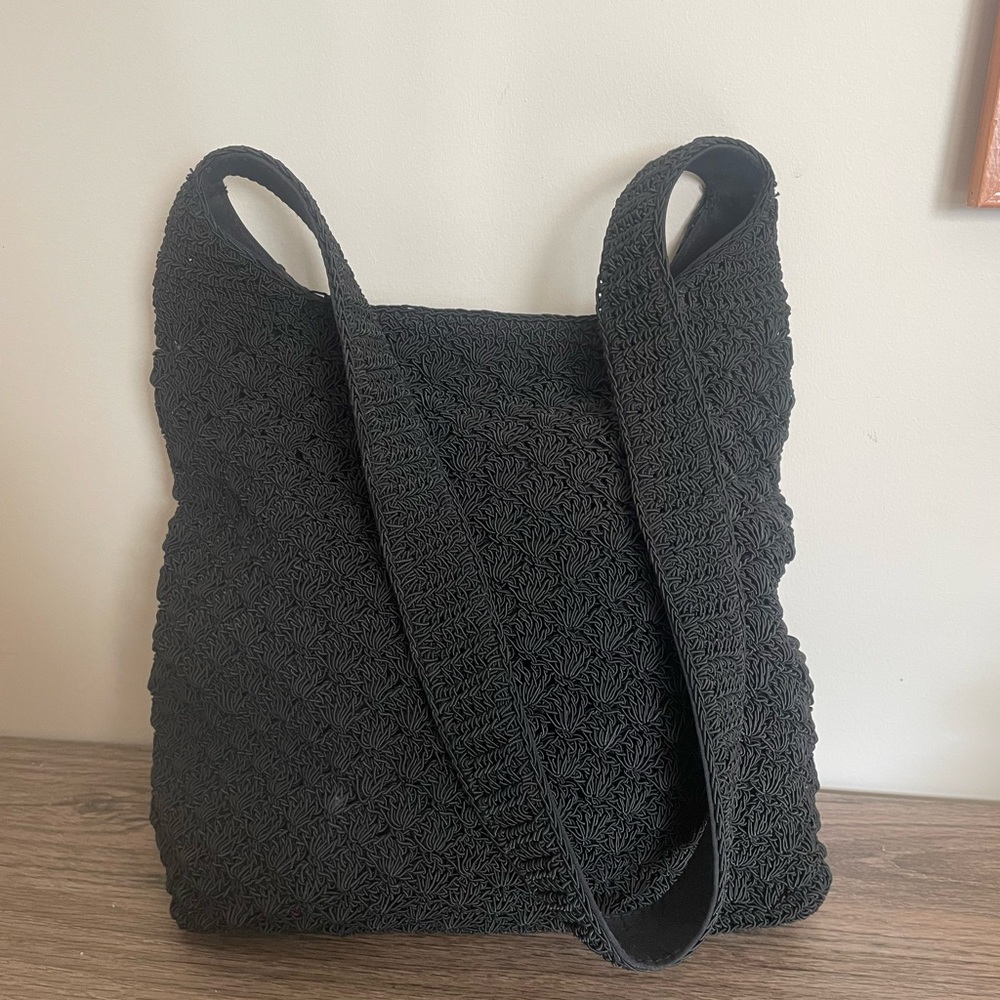 Black Crochet shoulder bag with matching coin purse.